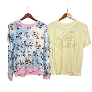 Disney Mickey Mouse Sweatshirt and Winnie the Pooh T-Shirt Bundle Women's XL XXL